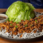 P.F. Chang's chicken lettuce wraps with crispy rice sticks and special dipping sauce