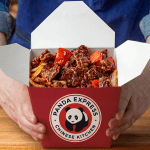 Homemade Panda Express Beijing Beef in a red Panda Express takeout box