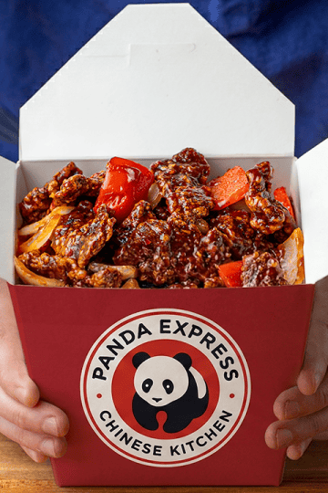 Homemade Panda Express Beijing Beef in a red Panda Express takeout box