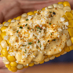 Japanese street corn with Kewpie mayo yuzu kosho cotija togarashi and bonito flakes